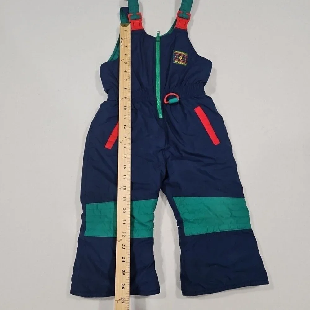 Gymboree Vintage Size Small Snow Pants Overall Small‎ Blue Red Green Color Block